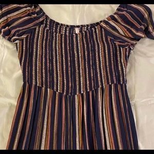 Women’s Striped Smocked Off The Shoulder Jumpsuit